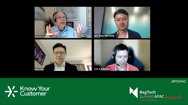 Regtech Summit APAC speakers: Claus Christensen, Eric Wan, Simon Young, Lee A Ashmore