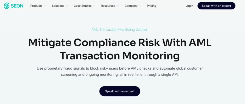 SEON AML software screenshot