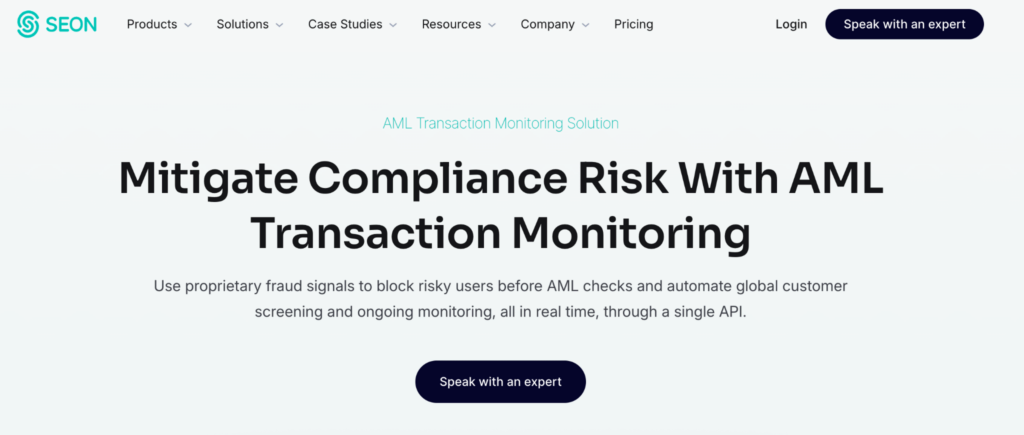 SEON AML software screenshot
