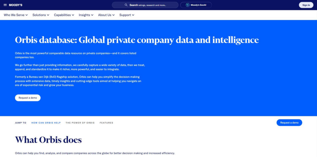 Moody's Orbis screenshot