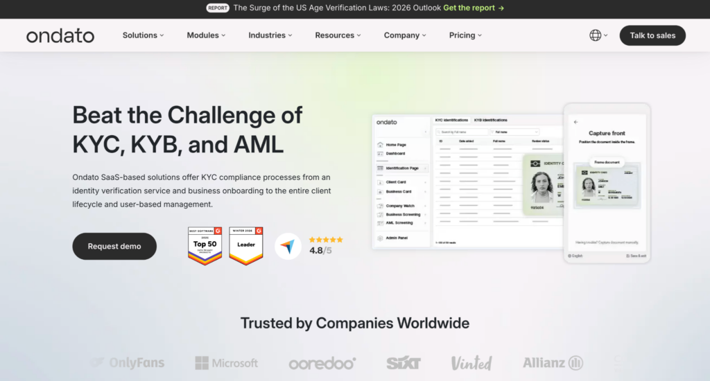 Ondato KYB provider screenshot