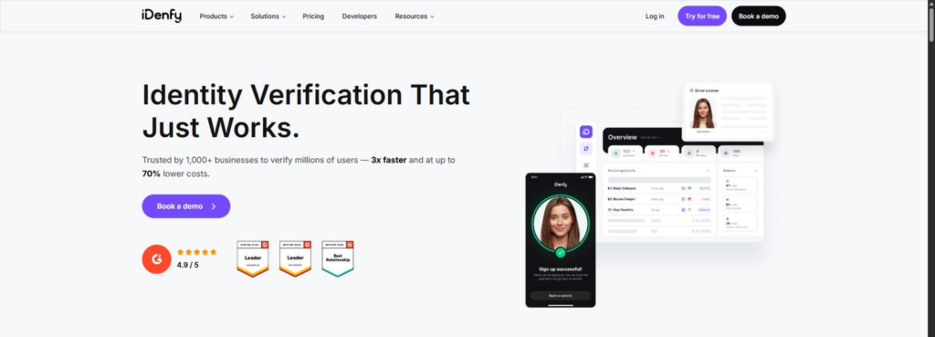 iDenfy business verification platform screenshot